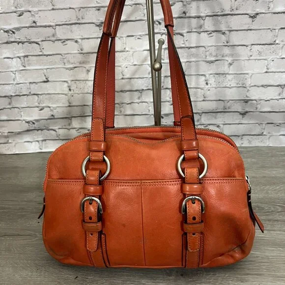 Vintage Coach Orange Leather Soho Satchel Bag Shoulder Purse
